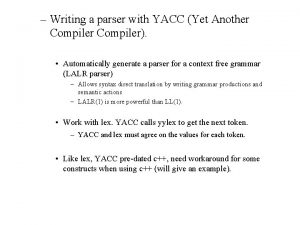 Yacc tutorial