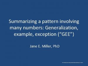 Generalization and example pattern