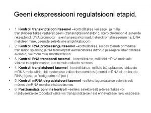 Geeni ekspressiooni regulatsiooni etapid 1 Kontroll transkriptsiooni tasemel