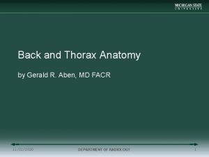 Back and Thorax Anatomy by Gerald R Aben