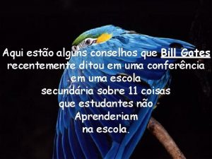 Aqui esto alguns conselhos que Bill Gates recentemente