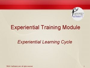 Experiential Training Module Experiential Learning Cycle 2009 Facilitator