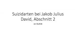 Suizidarten bei Jakob Julius David Abschnitt 2 Jan