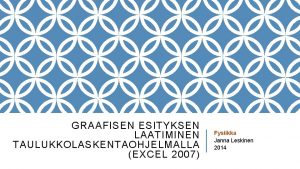 GRAAFISEN ESITYKSEN LAATIMINEN TAULUKKOLASKENTAOHJELMALLA EXCEL 2007 Fysiikka Janna