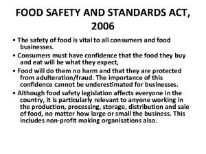 Food safety and standards act, 2006