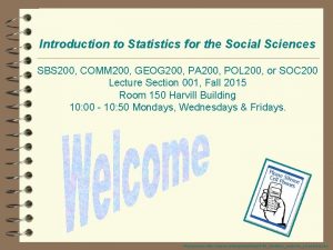 Introduction to Statistics for the Social Sciences SBS