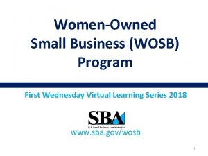 WomenOwned Small Business WOSB Program First Wednesday Virtual