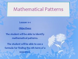 Lesson 1: mathematical patterns