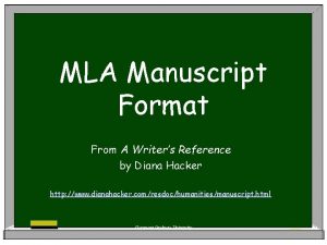 Mla manuscript format