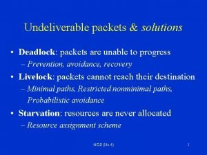 Undeliverable packets solutions Deadlock packets are unable to