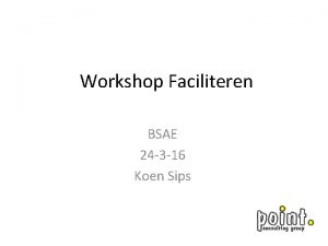 Workshop Faciliteren BSAE 24 3 16 Koen Sips