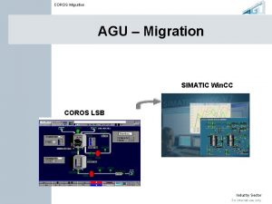 COROS Migration AGU Migration SIMATIC Win CC COROS