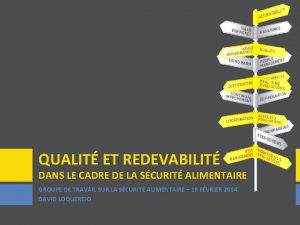 QUALIT ET REDEVABILIT DANS LE CADRE DE LA