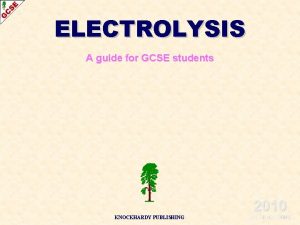 ELECTROLYSIS A guide for GCSE students 2010 KNOCKHARDY