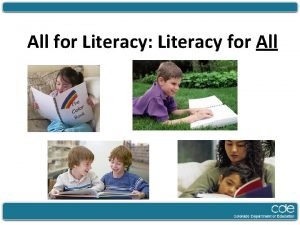 All for Literacy Literacy for All Key Literacy All for Literacy Literacy for All Key Literacy