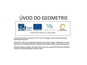 VOD DO GEOMETRIE Tato prce je ena pod