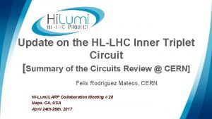 Update on the HLLHC Inner Triplet Circuit Summary