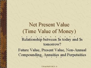 Net Present Value Time Value of Money Relationship