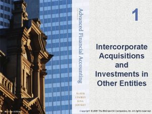 1 Intercorporate Acquisitions and Investments in Other Entities