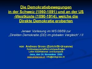 Die Demokratiebewegungen in der Schweiz 1860 1891 und