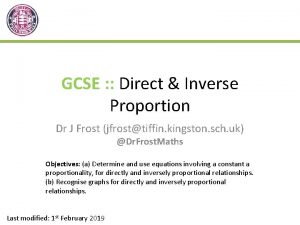 Direct and inverse proportion dr frost