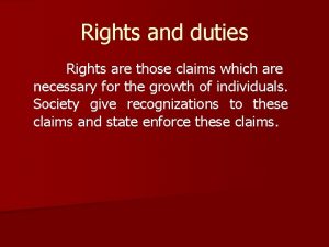 Characteristics of rights