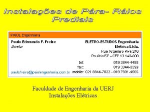 Faculdade de Engenharia da UERJ Instalaes Eltricas Ar