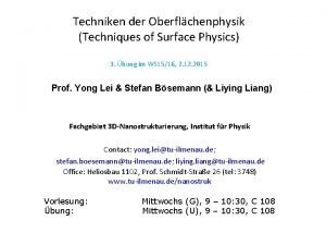 Techniken der Oberflchenphysik Techniques of Surface Physics 3