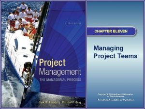 CHAPTER ELEVEN Managing Project Teams Copyright 2014 Mc