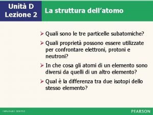 Unit D Lezione 2 La struttura dellatomo Quali