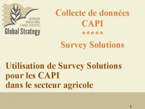 Collecte de donnes CAPI Survey Solutions Utilisation de