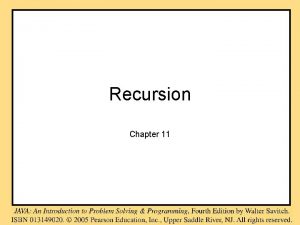 Recursion Chapter 11 Objectives become familiar with the