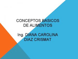 CONCEPTOS BASICOS DE ALIMENTOS Ing DIANA CAROLINA DIAZ