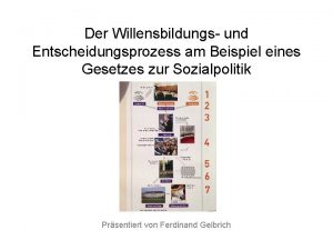 Der Willensbildungs und Entscheidungsprozess am Beispiel eines Gesetzes