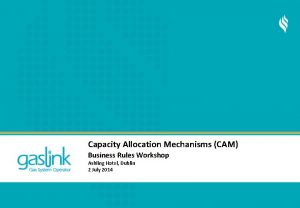 Capacity Allocation Mechanisms CAM Business Rules Workshop Ashling