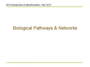 I 519 Introduction to Bioinformatics Fall 2012 Biological