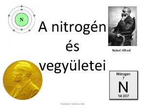 A nitrogn s vegyletei Ksztette Kothencz Edit Nobel