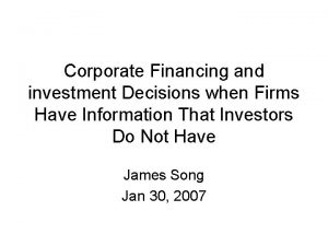 Corporate financing and investment decisions