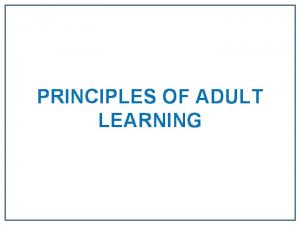 Adult learning objectives