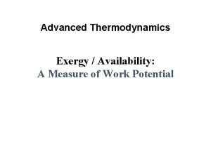 Availability in thermodynamics