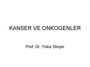 KANSER VE ONKOGENLER Prof Dr Yldz Diner Kanser