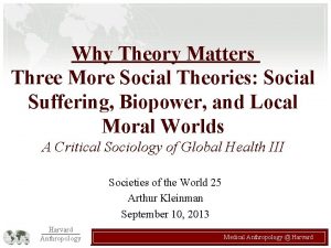 Why Theory Matters Three More Social Theories Social