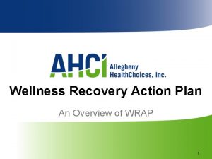 Wellness Recovery Action Plan An Overview of WRAP