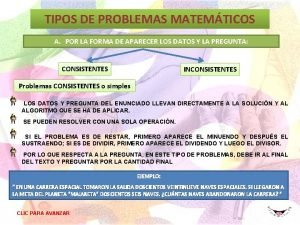 TIPOS DE PROBLEMAS MATEMTICOS A POR LA FORMA