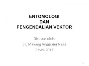 ENTOMOLOGI DAN PENGENDALIAN VEKTOR Disusun oleh dr Mayang