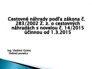 Cestovn nhrady poda zkona 2832002 Z z o