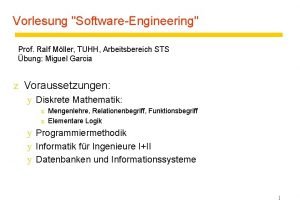 Vorlesung SoftwareEngineering Prof Ralf Mller TUHH Arbeitsbereich STS