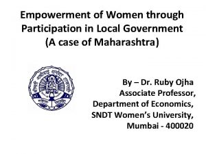 Empowerment of Women through Participation in Local Government