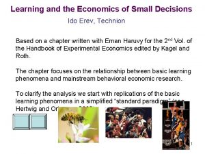 Learning and the Economics of Small Decisions Ido