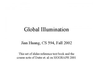 Global Illumination Jian Huang CS 594 Fall 2002